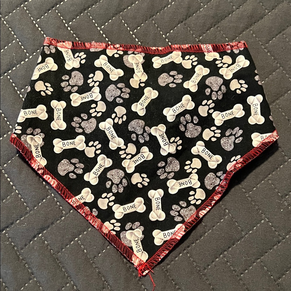 Paw Print and Bone Dog Bandana - Black and White